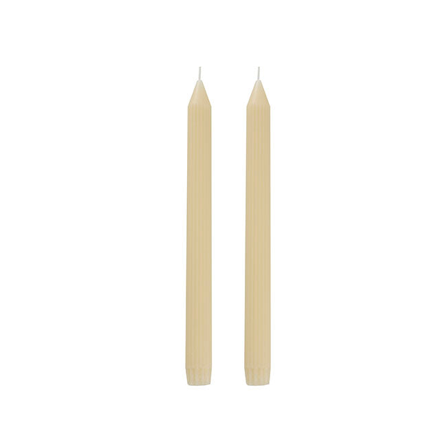 Roman Fluted Dinner Soy Candles Pack 2 Off White (2x25cmH)
