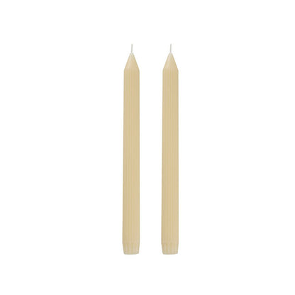 Roman Fluted Dinner Soy Candles Pack 2 Off White (2x25cmH)