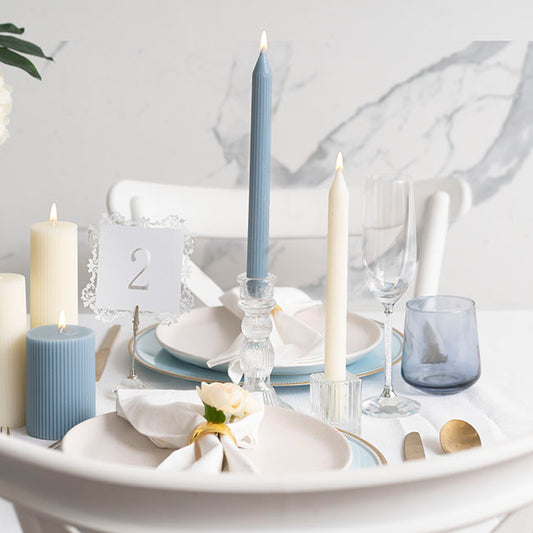 Roman Fluted Dinner Soy Candles Pack 2 Off White (2x25cmH)