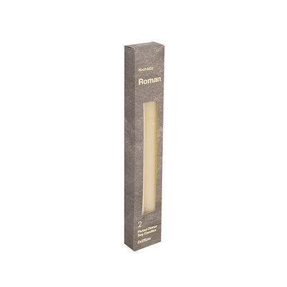 Roman Fluted Dinner Soy Candles Pack 2 Off White (2x25cmH)