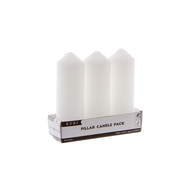 Dome Pillar Event Candle Pack 3 48 HRS White (5x15cmH)
