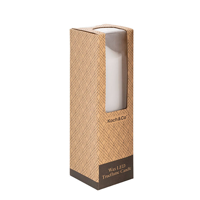 Wax LED Trueflame Flickering Pillar Candle White (7.5X25cmH)