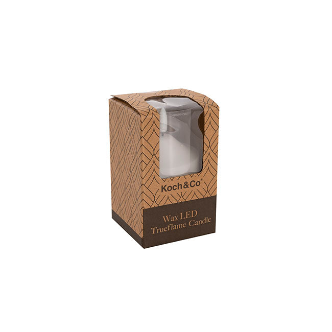 Wax LED Trueflame Flickering Pillar Candle White (7.5X10cmH) candle in packaging