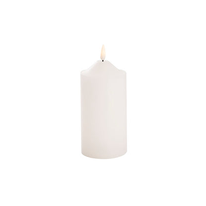 Wax LED Trueflame Flickering Pillar Candle White (7.5X15cmH)