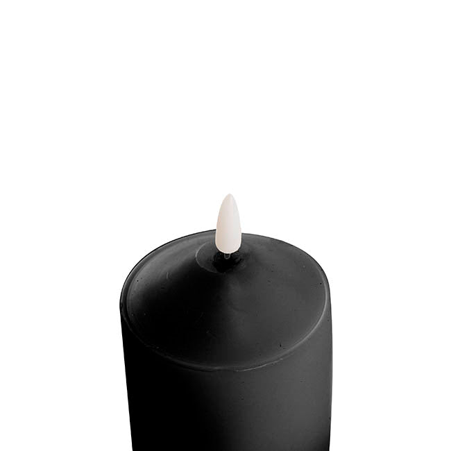 Wax LED Trueflame Flickering Pillar Candle Black (7.5X15cmH)