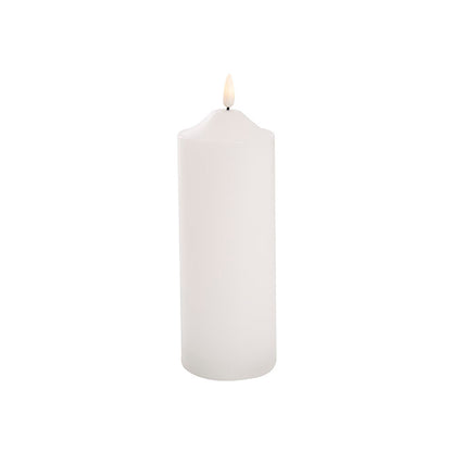 Wax LED Trueflame Flickering Pillar Candle White (7.5X20cmH)