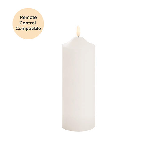 Wax LED Trueflame Flickering Pillar Candle White (7.5X20cmH)