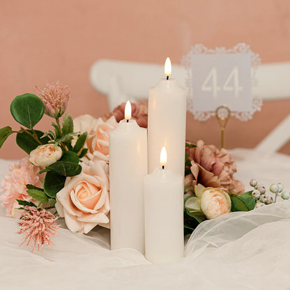 Wax LED Trueflame Flickering Pillar Candle White (5DX12cmH) flower display