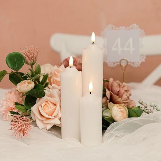 Wax LED Trueflame Flickering Pillar Candle White (5DX18cmH) table display