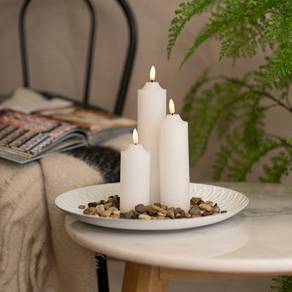 Wax LED Trueflame Flickering Pillar Candle White (5DX18cmH) table display