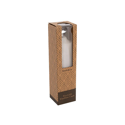 Wax LED Trueflame Flickering Pillar Candle White (5DX18cmH) candle in packaging