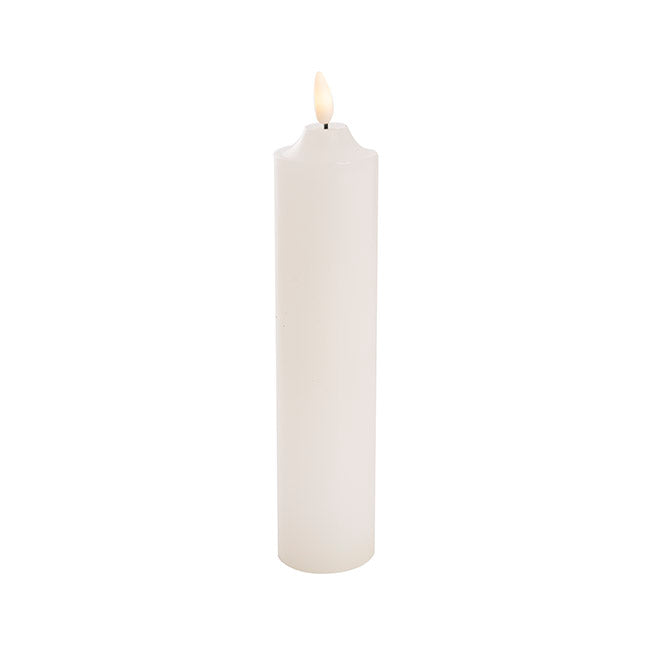 Wax LED Trueflame Flickering Pillar Candle White (5DX23cmH)