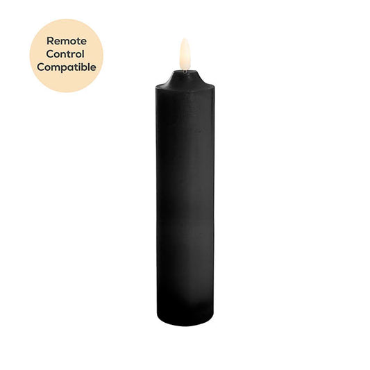 Wax LED Trueflame Flickering Pillar Candle Black (5DX23cmH)