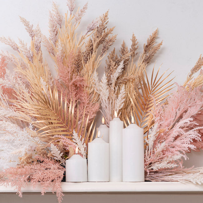 Wax LED Trueflame Flickering Pillar Candle White (5DX23cmH) flower display