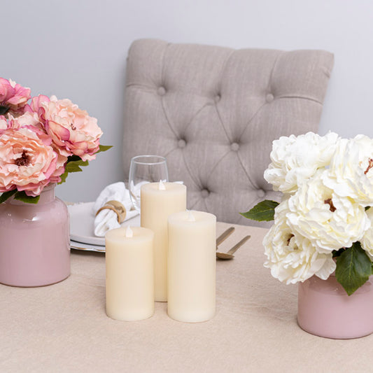 Wax LED Swing Flickering Pillar Candle Ivory (7.5Dx13.5cmH)