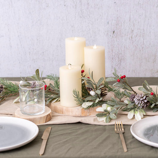 Wax LED Swing Flickering Pillar Candle Ivory (7.5Dx16cmH)