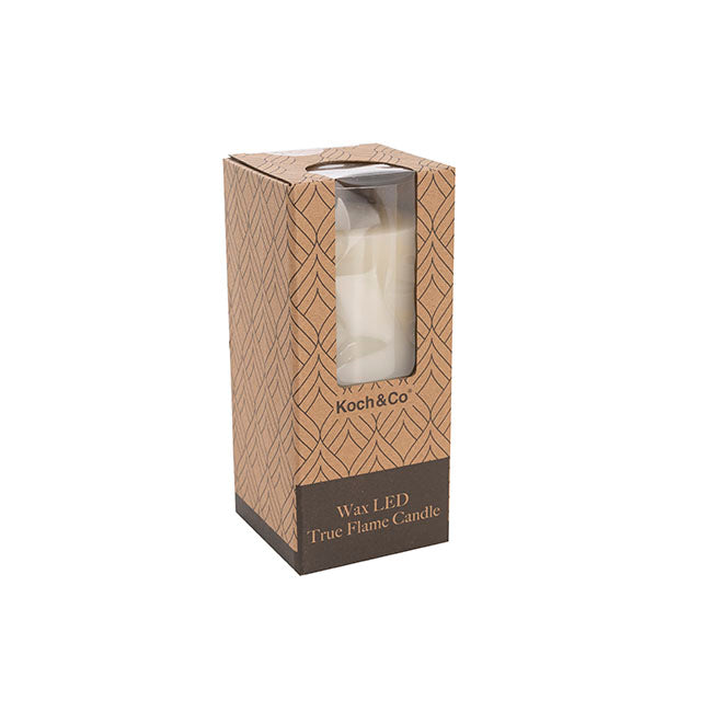 Wax LED Swing Flickering Pillar Candle Ivory (7.5Dx16cmH)