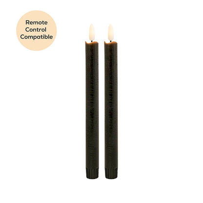 Wax LED Trueflame Dinner Taper Candle 2PK Black (2.2x24cmH)
