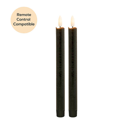 Wax LED Trueflame Dinner Taper Candle 2PK Black (2.2x24cmH)