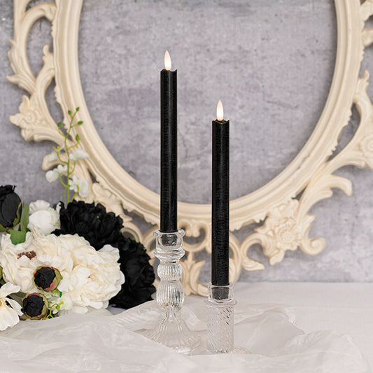 Wax LED Trueflame Dinner Taper Candle 2PK Black (2.2x24cmH) table display