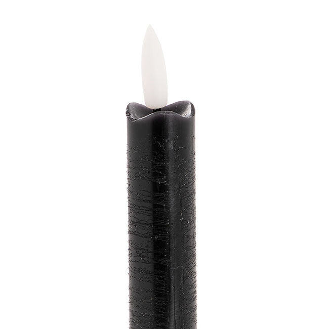 Wax LED Trueflame Dinner Taper Candle 2PK Black (2.2x24cmH) top of candle