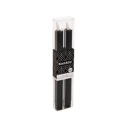 Wax LED Trueflame Dinner Taper Candle 2PK Black (2.2x24cmH) candle in packaging