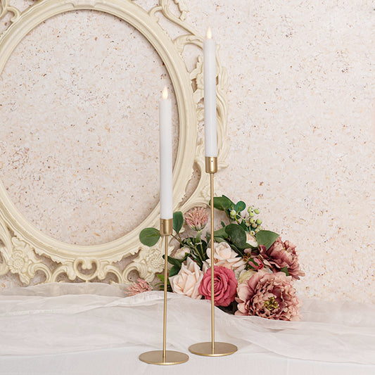 Wax LED Trueflame Dinner Taper Candle 2PK (2.2x24cmH) in flower display