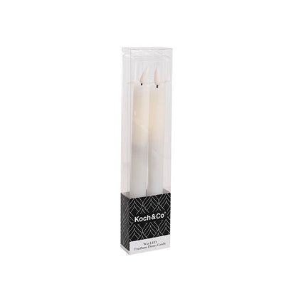 Wax LED Trueflame Dinner Taper Candle 2PK (2.2x24cmH) in packaging