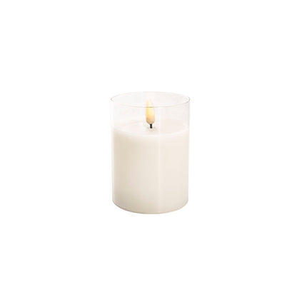LED Glass Trueflame Flickering Event Pillar Candle 7.5x10cmH