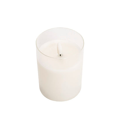 LED Glass Trueflame Flickering Event Pillar Candle 7.5x10cmH