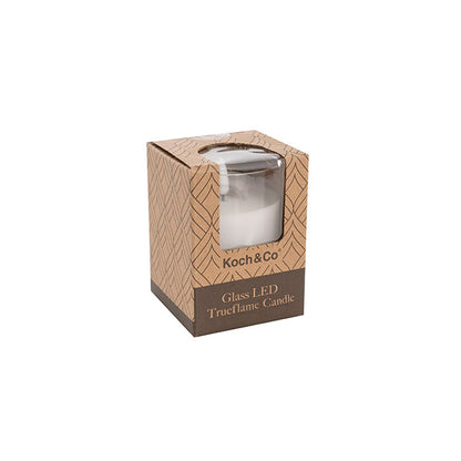 LED Glass Trueflame Flickering Event Pillar Candle 7.5x10cmH