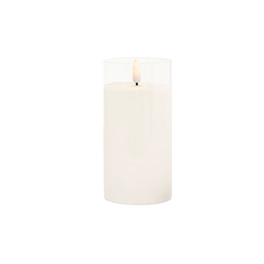 LED Glass Trueflame Flickering Event Pillar Candle 7.5x15cmH