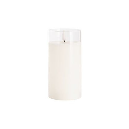 LED Glass Trueflame Flickering Event Pillar Candle 7.5x15cmH