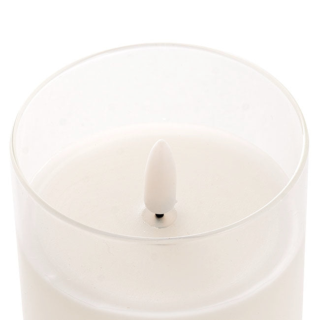 LED Glass Trueflame Flickering Event Pillar Candle 7.5x15cmH
