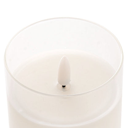 LED Glass Trueflame Flickering Event Pillar Candle 7.5x15cmH