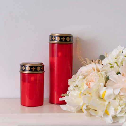 LED Sympathy Memorial Candle Red (6.5Dx12cmH)