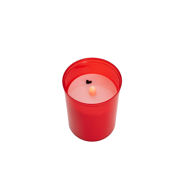 LED Sympathy Memorial Candle Red (6.5Dx12cmH)