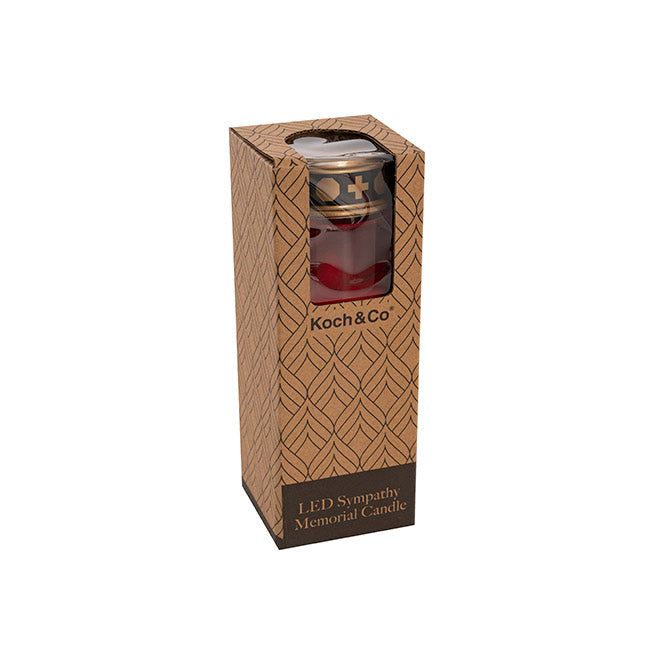 LED Sympathy Memorial Candle Red (7.5Dx21.5cmH)