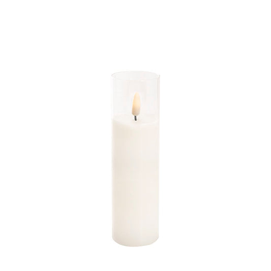 LED Glass Trueflame Flickering Event Pillar Candle 5x17.5cmH