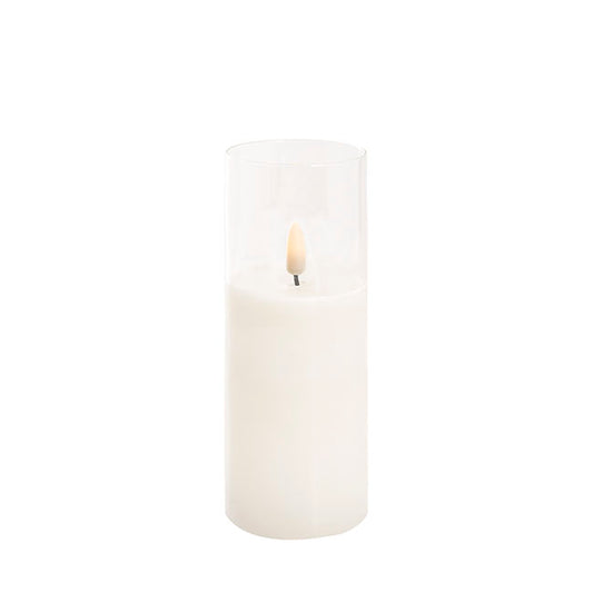 LED Glass Trueflame Flickering Event Pillar Candle 7.5x20cmH