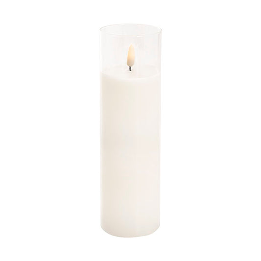 LED Glass Trueflame Flickering Event Pillar Candle 7.5x25cmH