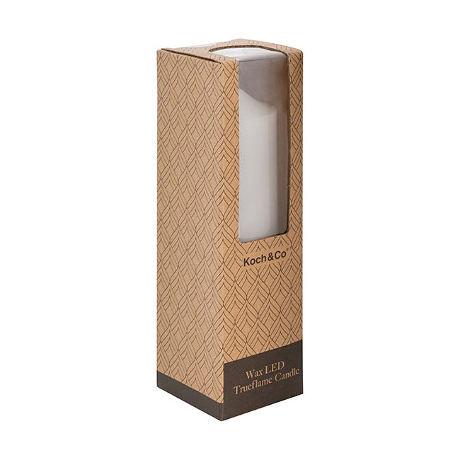 LED Glass Trueflame Flickering Event Pillar Candle 7.5x25cmH