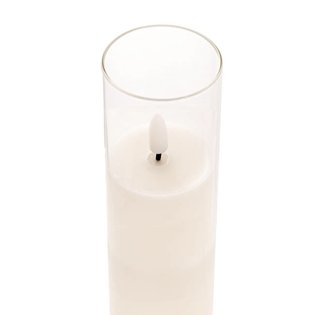 LED Glass Trueflame Flickering Event Pillar Candle 5x22.5cmH