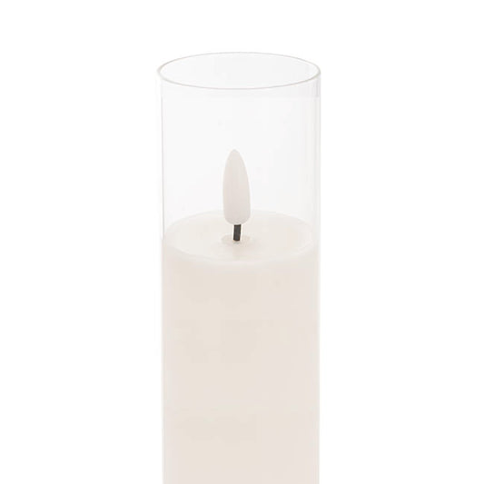 LED Glass Trueflame Flickering Event Pillar Candle 5x22.5cmH