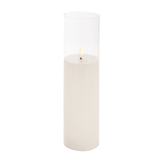 LED Glass Trueflame Flickering Event Pillar Candle 7.5x30cmH
