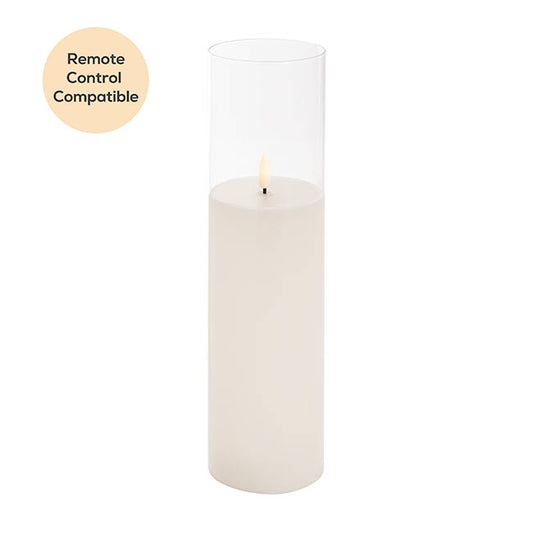 LED Glass Trueflame Flickering Event Pillar Candle 7.5x30cmH