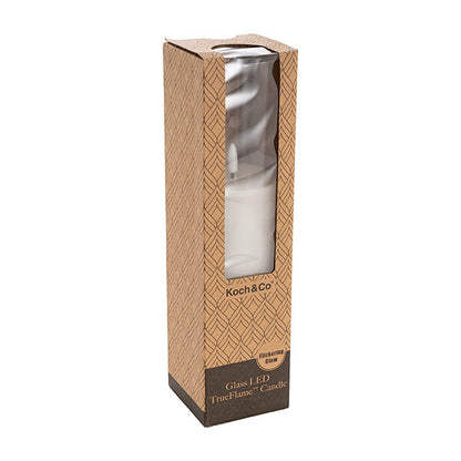 LED Glass Trueflame Flickering Event Pillar Candle 7.5x30cmH