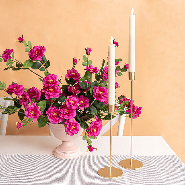 Wax LED Trueflame Fluted Taper Candle Ivory 2PK (2x24.5cmH)