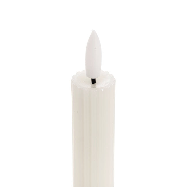 Wax LED Trueflame Fluted Taper Candle White 2PK (2x24.5cmH)
