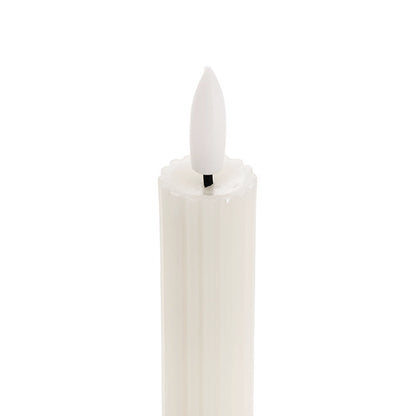 Wax LED Trueflame Fluted Taper Candle White 2PK (2x24.5cmH)